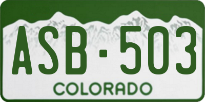 CO license plate ASB503