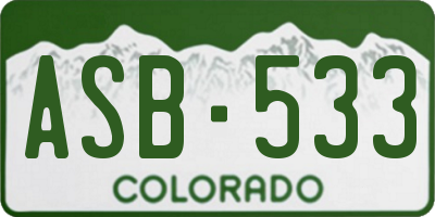 CO license plate ASB533