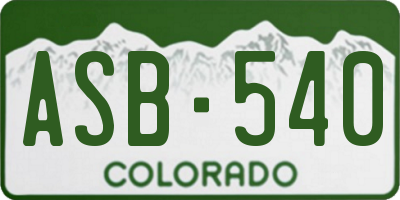 CO license plate ASB540