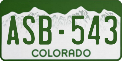 CO license plate ASB543