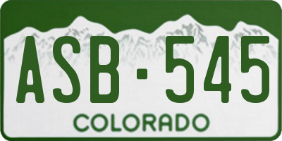 CO license plate ASB545
