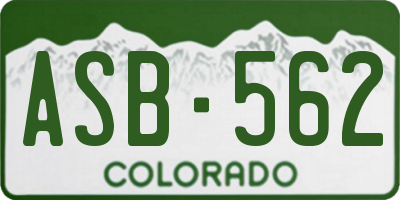 CO license plate ASB562