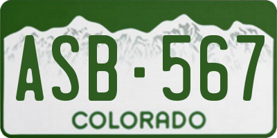 CO license plate ASB567