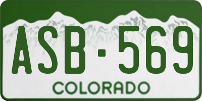 CO license plate ASB569