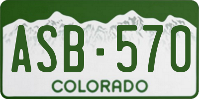CO license plate ASB570