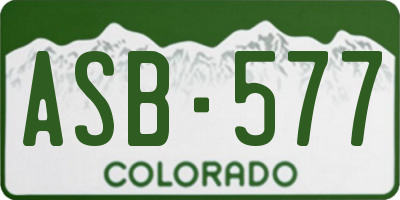 CO license plate ASB577