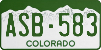 CO license plate ASB583