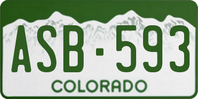 CO license plate ASB593