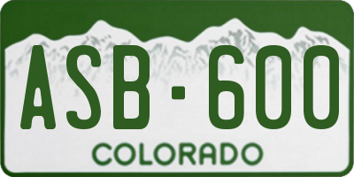 CO license plate ASB600