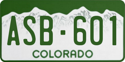 CO license plate ASB601
