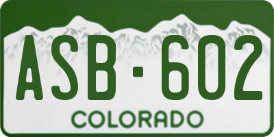 CO license plate ASB602