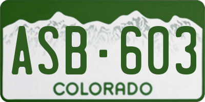 CO license plate ASB603