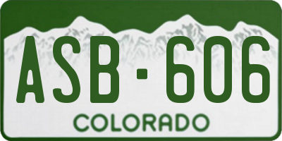 CO license plate ASB606