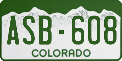 CO license plate ASB608