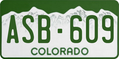 CO license plate ASB609