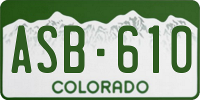 CO license plate ASB610