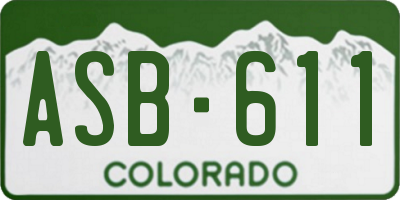 CO license plate ASB611