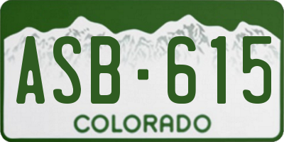 CO license plate ASB615