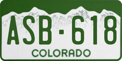 CO license plate ASB618