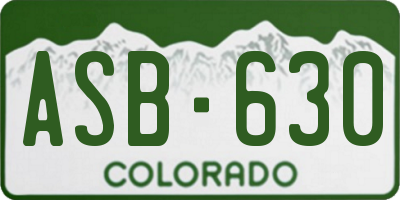 CO license plate ASB630