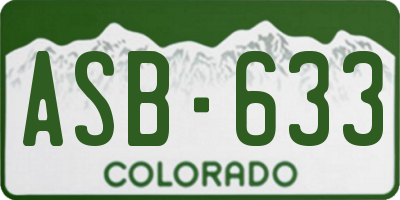 CO license plate ASB633