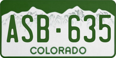 CO license plate ASB635
