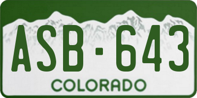 CO license plate ASB643