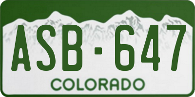 CO license plate ASB647