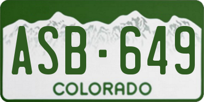CO license plate ASB649