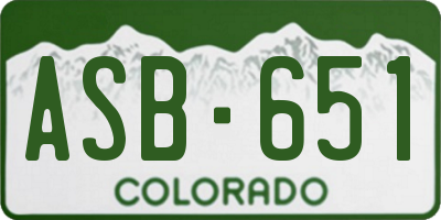 CO license plate ASB651