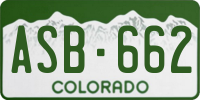 CO license plate ASB662