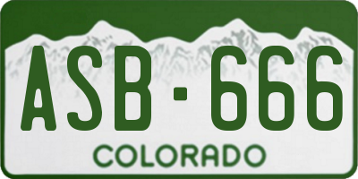 CO license plate ASB666