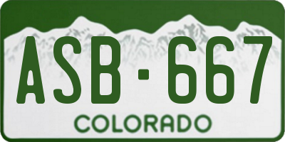 CO license plate ASB667