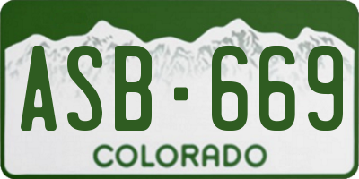 CO license plate ASB669