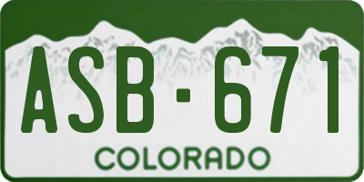 CO license plate ASB671