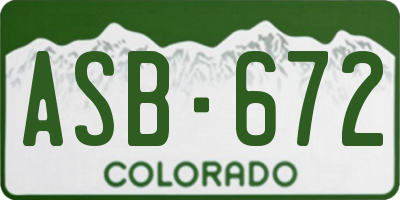 CO license plate ASB672