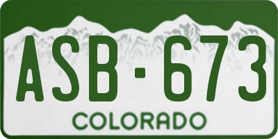 CO license plate ASB673