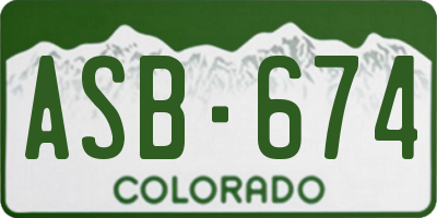 CO license plate ASB674