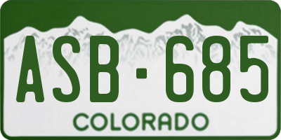 CO license plate ASB685