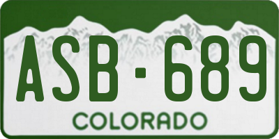 CO license plate ASB689