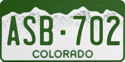 CO license plate ASB702