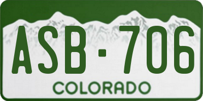 CO license plate ASB706