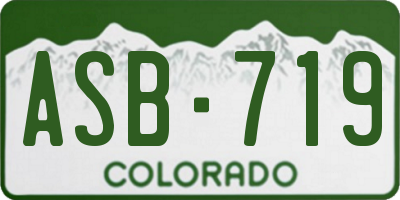 CO license plate ASB719