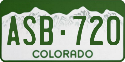 CO license plate ASB720