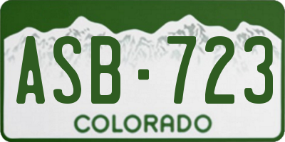 CO license plate ASB723