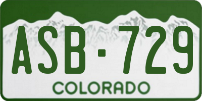 CO license plate ASB729