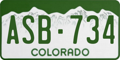 CO license plate ASB734
