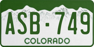 CO license plate ASB749