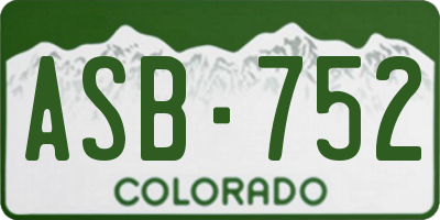 CO license plate ASB752