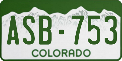 CO license plate ASB753